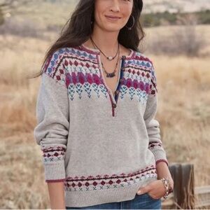 RARE Sundance NWT Innes Fair Isle Henley Wool Sweater— XS